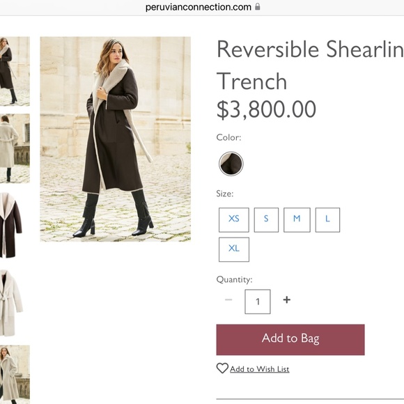 Peruvian Reversible Shearling Leather Trench NEW - NWOT - Picture 3 of 7